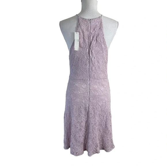 Aqua NEW Halter Top Dress Size Large Light Purple Lavender Lace Overlay Floral - Picture 3 of 10